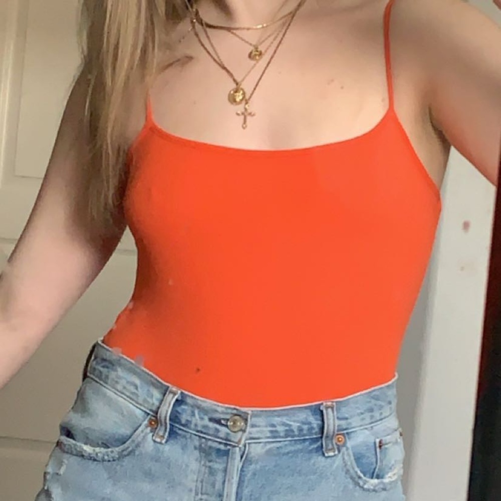 Orange Ribbed Bodysuit